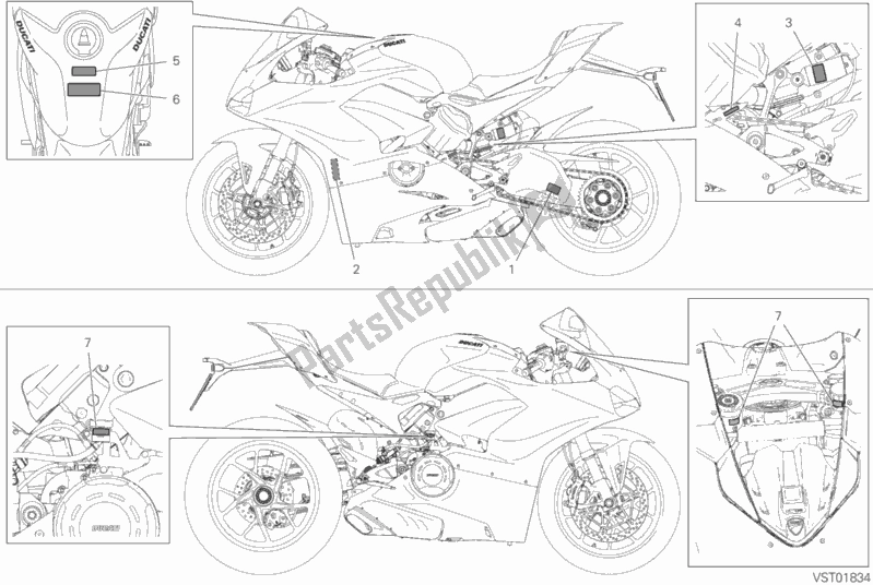 Todas las partes para Placas De Posicionamiento de Ducati Superbike Panigale V4 S Corse 1100 2019